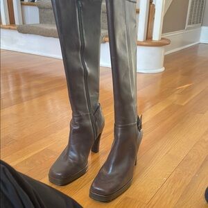Elegant Brown Leather Knee-High Boots